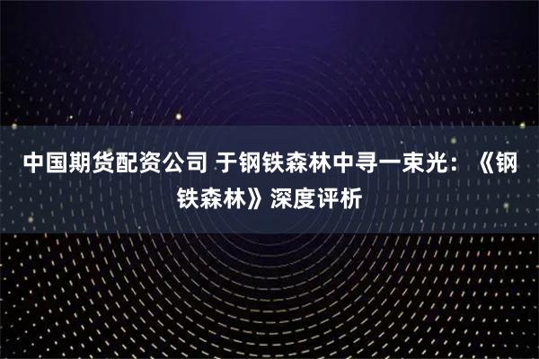 中国期货配资公司 于钢铁森林中寻一束光：《钢铁森林》深度评析